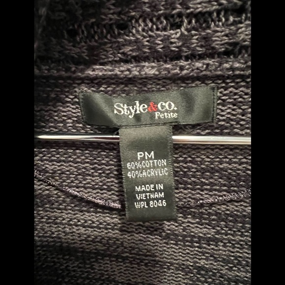 Style & Co Gray Fringe Open Front Cardigan Sweater Size PM - Picture 7 of 7